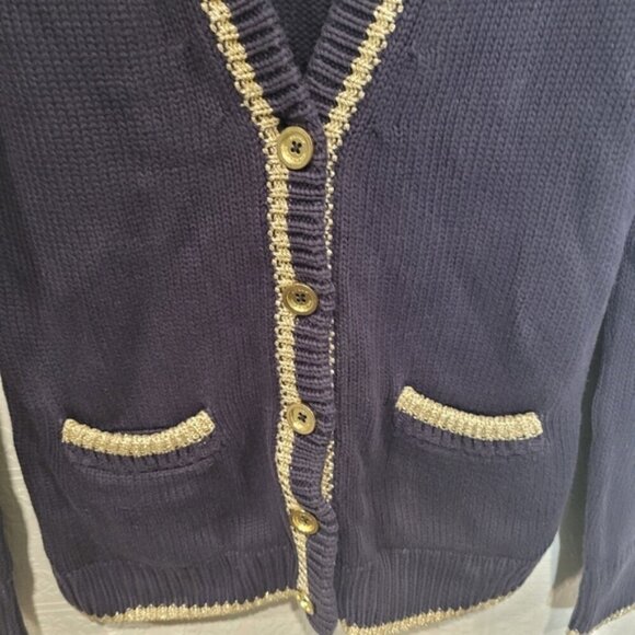 Juicy Couture y2k navy gold trim cardigan - Picture 8 of 10